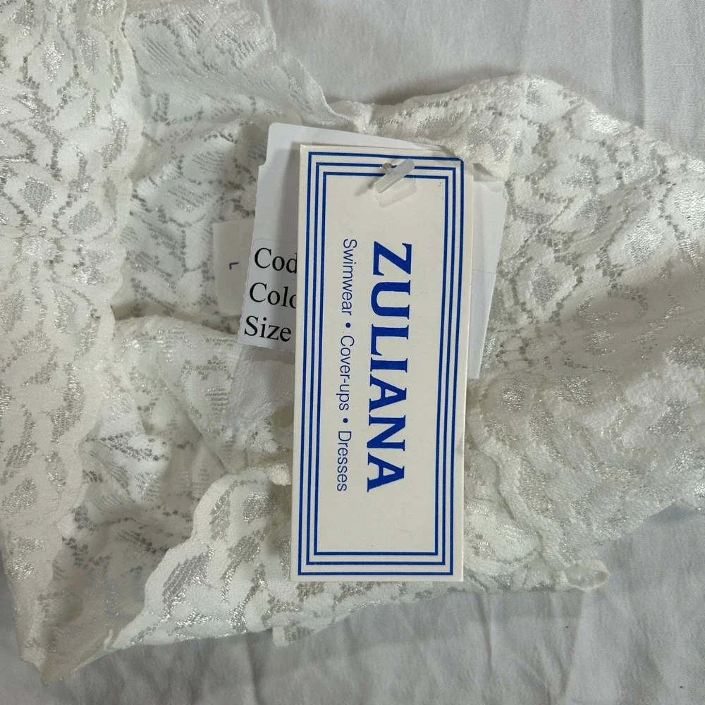 Zuliana VTG White Floral Lace Boyshort Panties Size L NWT Made in Brazil‎ New